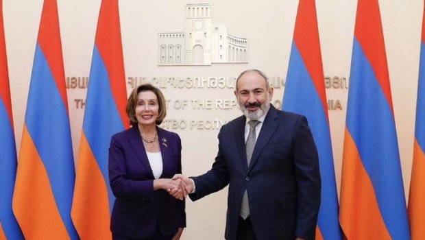 Paşinyan Pelosi ilə danışıqlar apardı - VİDEO