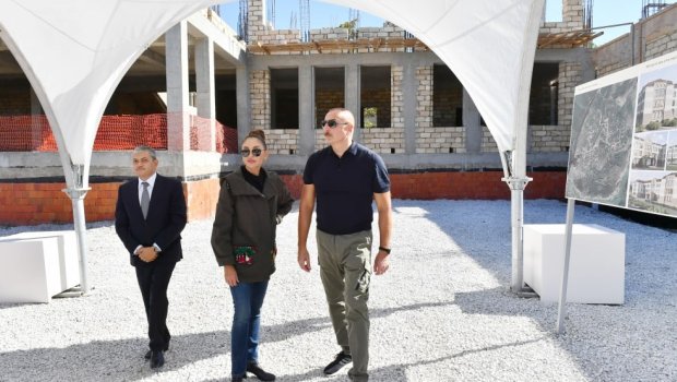 Prezident və birinci xanım Şuşada 1 saylı tam orta məktəbin inşası ilə tanış olub - FOTO-VİDEO