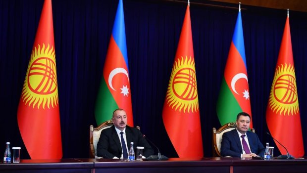 Azərbaycan və Qırğızıstan prezidentləri mətbuata bəyanatlarla çıxış ediblər - FOTO