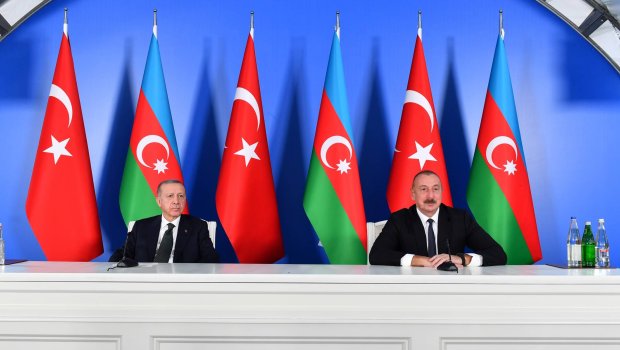 Cəbrayılda Azərbaycan və Türkiyə prezidentləri mətbuata bəyanatla çıxış ediblər - FOTO/VİDEO