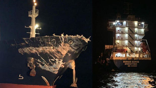Mərmərə dənizində QƏZA: İki yük gəmisi toqquşub - FOTO 