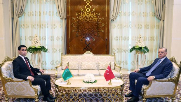 Ərdoğan türkmənistanlı həmkarı ilə görüşdü - FOTO