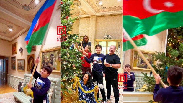 Xalq artistinin Avstriyadakı lüks evində oğlu bayrağımızı dalğalandırdı - FOTO/VİDEO