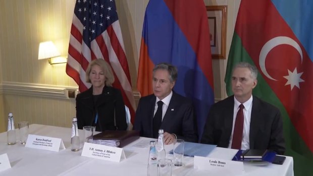 Münhendə keçirilən üçtərəfli görüşdən ilk kadrlar - VİDEO 