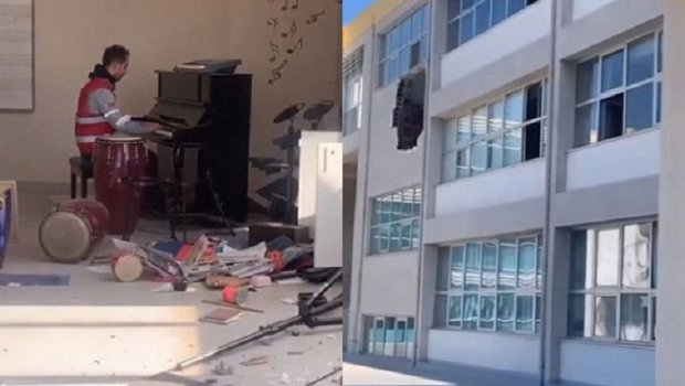 Türkiyədə duyğulu AN: Müəllim dağılmış məktəbdə pianino ÇALDI - VİDEO 