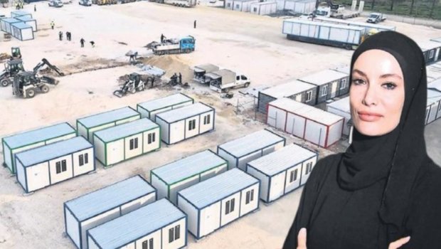 Türkiyəli aktrisa Hatayda konteyner şəhərciyi TİKİR - FOTO