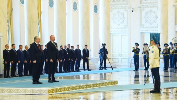 İlham Əliyevin Astanada rəsmi qarşılanma mərasimi olub - FOTO/VİDEO