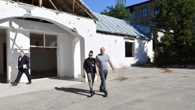 Prezident və xanımı Hadrut məktəbinin bərpası ilə tanış olublar - FOTO/VİDEO