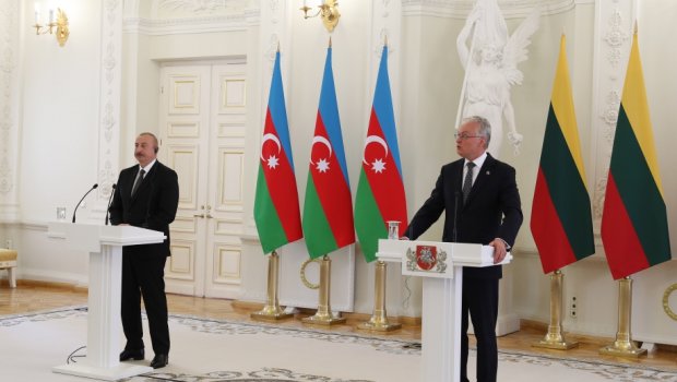 Azərbaycan və Litva prezidentləri mətbuata bəyanatla çıxış ediblər - FOTO/VİDEO