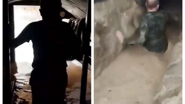 Ermənilərin bunker və səngərini su BASDI - VİDEO 