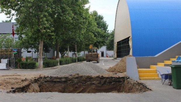 Tovuz stadionunda yenidənqurma işləri aparılır - FOTO