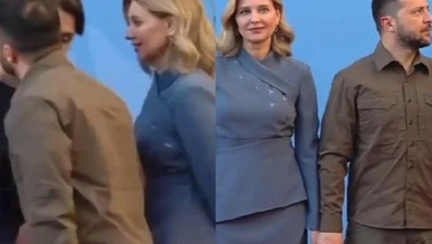 Xanımı Zelenskini QISQANDI: Əlindən tutmaq istəmədi - VİDEO