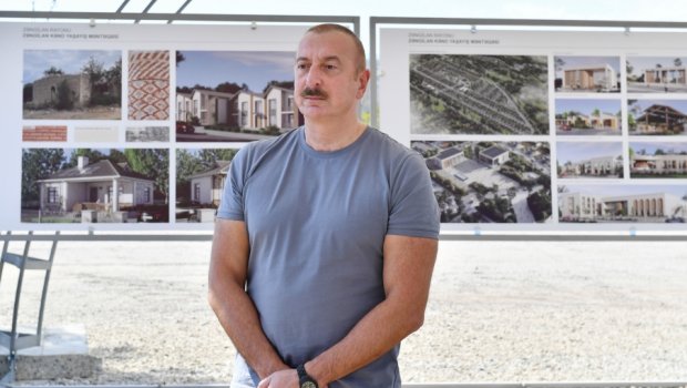 Prezident Zəngilan kəndinin təməlini QOYDU - FOTO