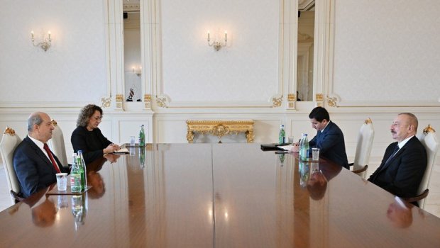 İlham Əliyev Şimali Kiprin Prezidentini QƏBUL EDİB - FOTO/VİDEO