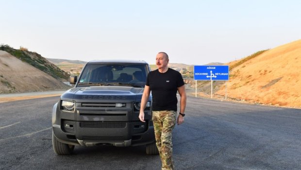 Prezident Ağdam-Füzuli avtomobil yolunun tikintisi ilə tanış oldu