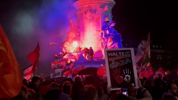 Parisdə SON VƏZİYYƏT: İnsanlar Fələstinə dəstək aksiyası keçirirlər - VİDEO 