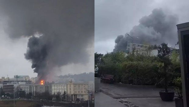 İstanbulda universitetin kampusunda güclü yanğın başladı - VİDEO