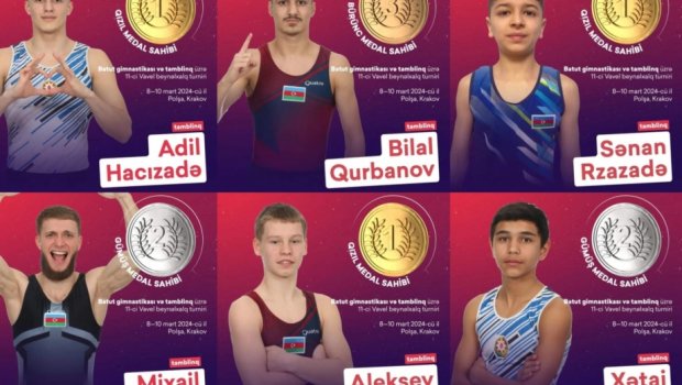 Gimnastlarımız Polşada 6 medal qazandılar