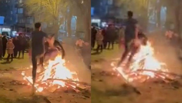 Bakıda azyaşlılar toqquşaraq tonqala yıxıldılar - ANBAAN VİDEO
