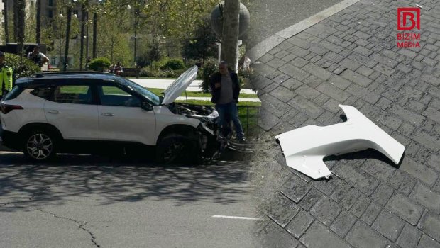 Paytaxtda QƏZA – İdarəetməni itirən avtomobil dəmir arakəsmələrə çırpıldı – FOTO 