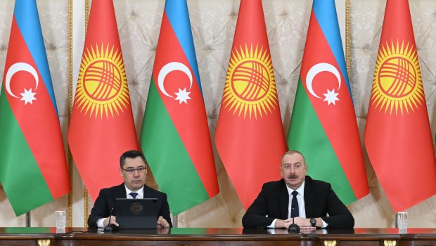 İlham Əliyev və Sadır Japarov mətbuata bəyanatlarla çıxış ediblər – FOTO/VİDEO