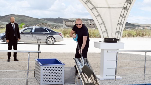 Prezident Cəbrayıl rayonunun Maşanlı kəndinin təməlini qoyub - FOTO/VİDEO