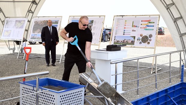 İlham Əliyev Ağdam rayonunun Tağıbəyli kəndinin təməlini qoyub - FOTO/VİDEO