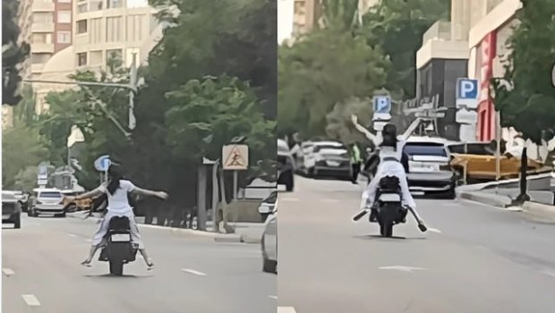 Bakıda motosiklet sürücüsü təhlükə saçdı - VİDEO