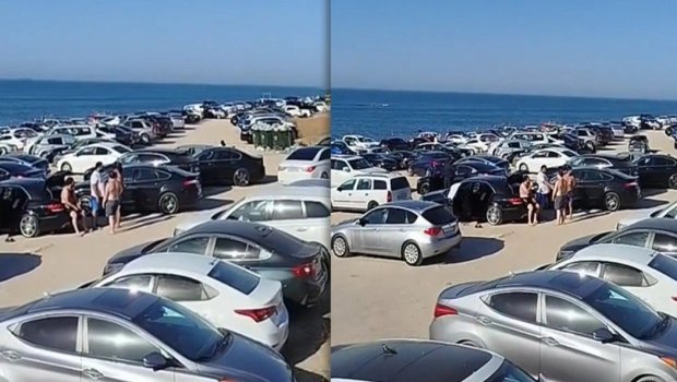 Bakıda bu çimərlikdə maşınlar da \