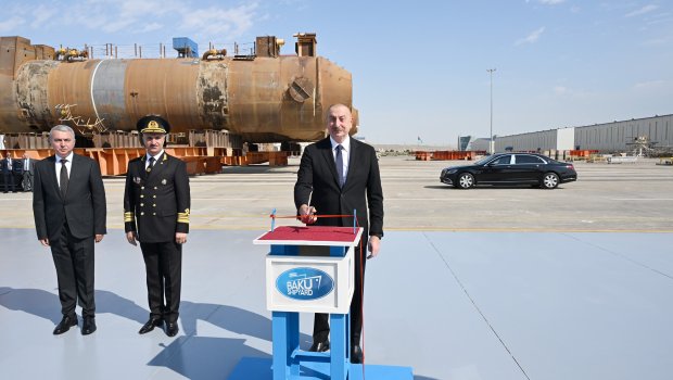 Prezident “Zəngilan” tankerinin istismara verilməsi mərasimində - FOTO