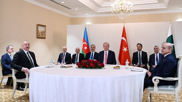 Astanada İlham Əliyev, Ərdoğan və Şahbaz Şərif arasında üçtərəfli görüş KEÇİRİLDİ - FOTO/VİDEO