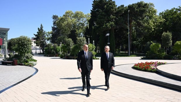 Prezident yenidən qurulan Nərimanov parkında - VİDEO 