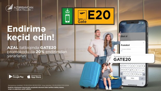 AZAL-dan &ldquo;GATE20&rdquo; promokodu ilə aviabiletlərə 20% endirim