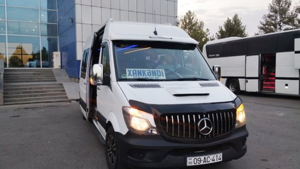 Xankəndiyə ilk sərnişin AVTOBUSU xəttə BURAXILDI &ndash; FOTO