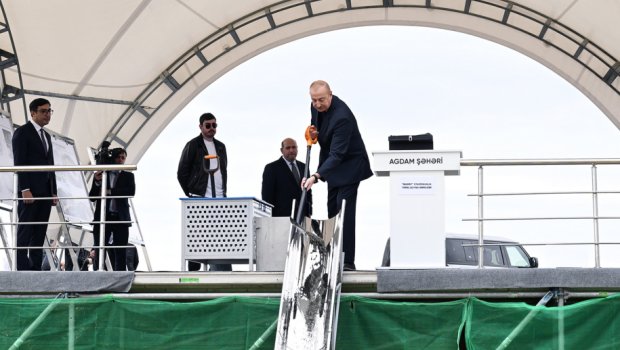 Ağdam şəhərində &ldquo;İmarət&rdquo; stadionunun təməli qoyuldu - FOTO/VİDEO