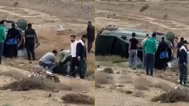 Lökbatan dairəsində maşın dərəyə yuvarlandı: 5 yaralı var - VİDEO