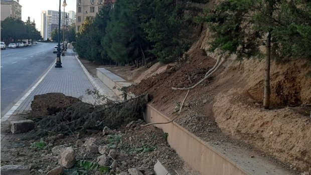 Bakıda torpaq sürüşməsi oldu