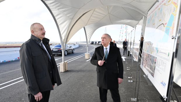 İlham Əliyev Böyükşor-Pirşağı yeni avtomobil yolunun açılışında iştirak edib - FOTO/VİDEO