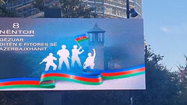 Albaniyada Zəfər Gününə həsr olunmuş lövhələr quraşdırılıb - VİDEO