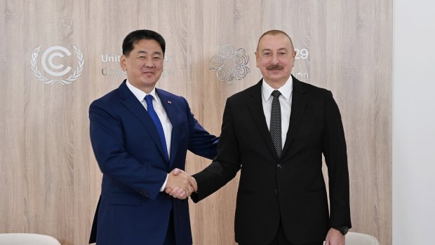 İlham Əliyev Monqolustan Prezidenti ilə GÖRÜŞDÜ &ndash; FOTO/VİDEO