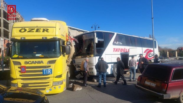 Yevlaxda sərnişin avtobusu QƏZAYA DÜŞDÜ &ndash; Yaralanan var &ndash; FOTO