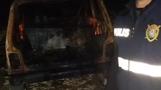 Biləsuvarda narkokuryer məsuliyyətdən yayınmaq üçün avtomobilini yandırdı &ndash; FOTO