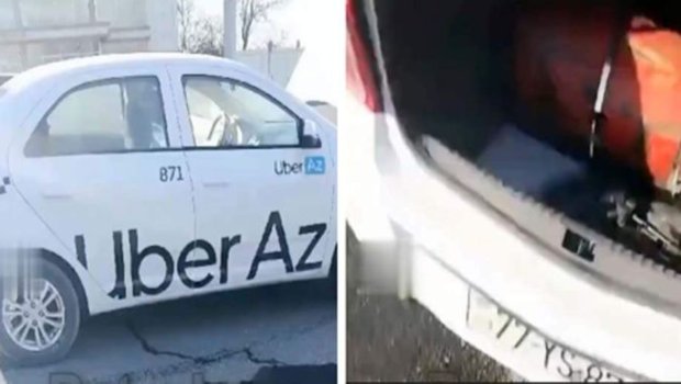 Bakıda &ldquo;UBER&rdquo;in qaz balonu PARTLADI - Sürücü xəsarət alıb - VİDEO