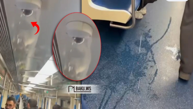 Bakı metrosunda kameradan su axdı &ndash; VİDEO
