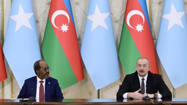 Azərbaycan və Somali prezidentləri mətbuata bəyanatlarla çıxış ediblər - FOTO