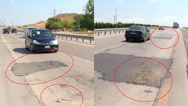 Sürücülərin NƏZƏRİNƏ!Bu yolda təhlükə var &ndash; VİDEO