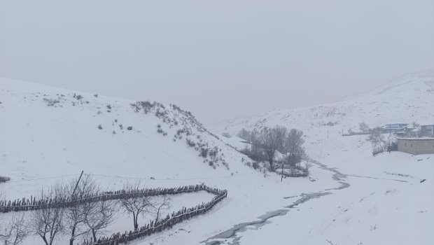 Altıağac qəsəbəsində qarlı havanın füsunkar mənzərəsi &ndash; FOTO