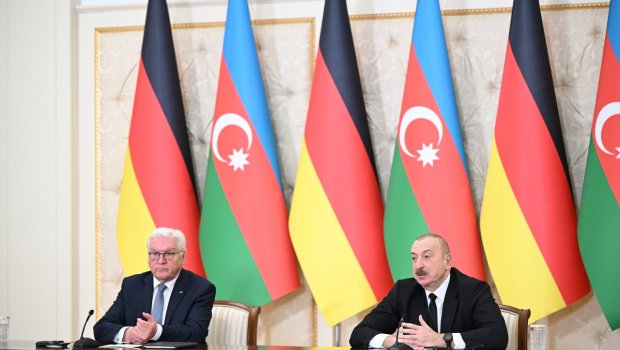 Azərbaycan və Almaniya prezidentləri mətbuata bəyanatlarla çıxış ediblər - FOTO