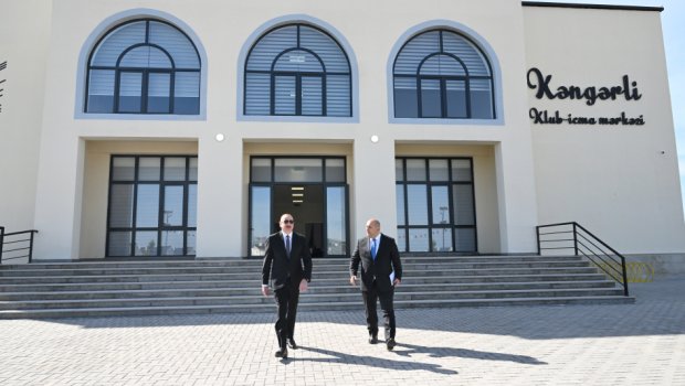İlham Əliyev Kəngərli kəndində klub-icma mərkəzində yaradılan şəraitlə tanış oldu - FOTO/VİDEO
