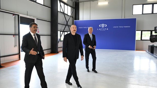 İlham Əliyev “LATIFA” Laçın tikiş fabrikinin açılışında - FOTO/VİDEO